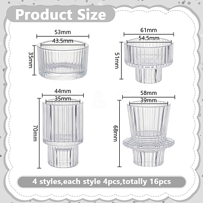 16Pcs 4 Styles Glass Candle Cups AJEW-HY0003-34-1
