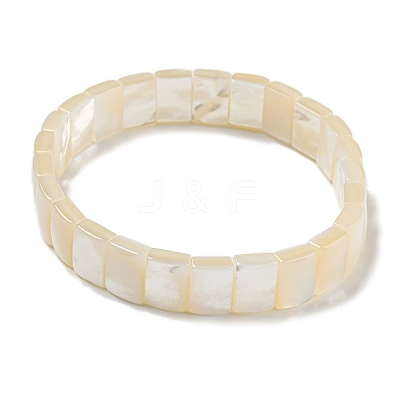 Natural White Shell Rectangle Beaded Stretch Bracelets BJEW-N030-01A-1