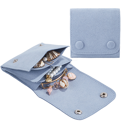 2Pcs Microfiber Cloth Jewelry Storage Bags with Brass Button ABAG-BBC0001-17A-02-1
