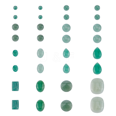 32Pcs 12 Styles Natural Green Aventurine Cabochons G-FH0002-19-1