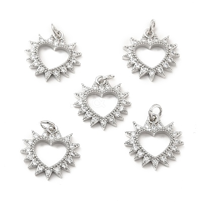 Brass Micro Pave Clear Cubic Zirconia Pendants KK-E068-VB189-1