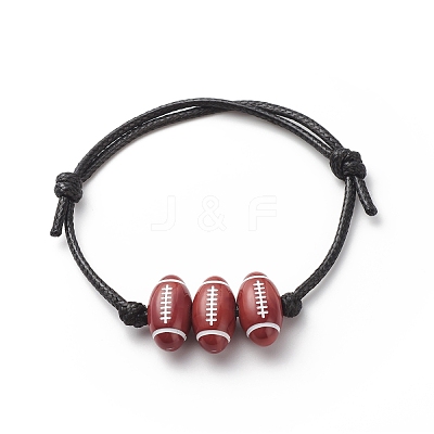 2Pcs 2 Colors Sport Theme Acrylic Beaded Bracelet BJEW-JB08558-04-1