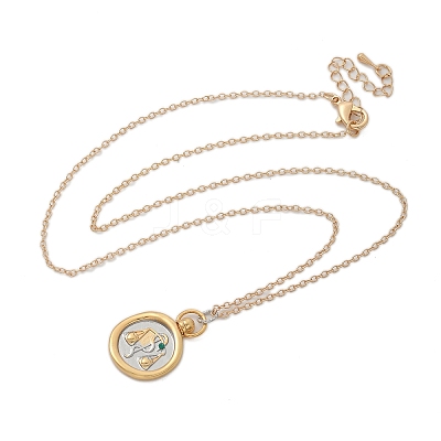 Brass Twelve Constellations Tarot Pendant Necklaces NJEW-Q006-01I-G-1