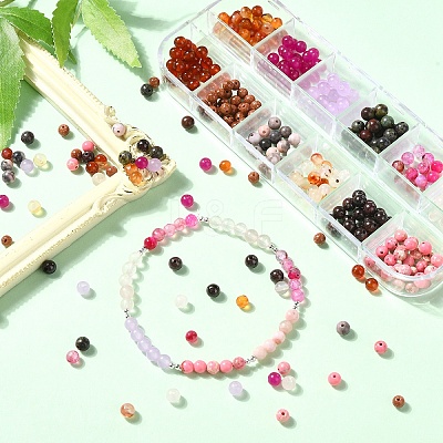 DIY Natural & Synthetic Gemstone Round Beads Stretch Bracelets Making Kits DIY-YW0011-51-1