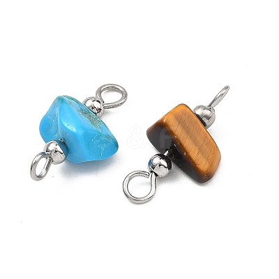 15Pcs 5 Colors Natural & Synthetic Mixed Gemstone Chip Links Connector Charms PALLOY-JF05360-1