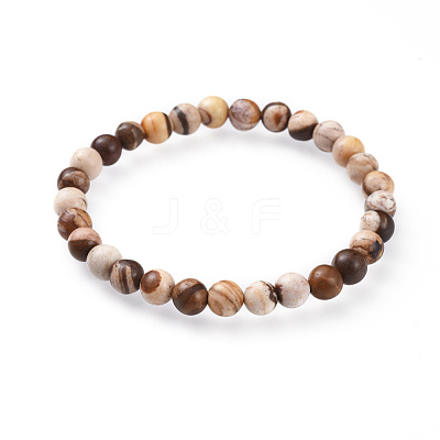 Natural Zebra Jasper Stretch Bracelets BJEW-JB04557-03-1