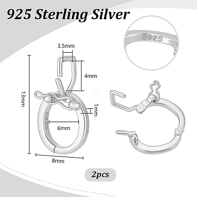 2Pcs Rhodium Plated 925 Sterling Silver Twister Clasps STER-PH0004-51P-1