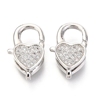 Brass Micro Pave Cubic Zirconia Lobster Claw Clasps X-ZIRC-O038-26P-1