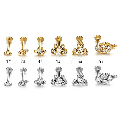 316L Surgical Stainless Steel Clear Cubic Zirconia Threadless Labrets WG1AA8E-34-1