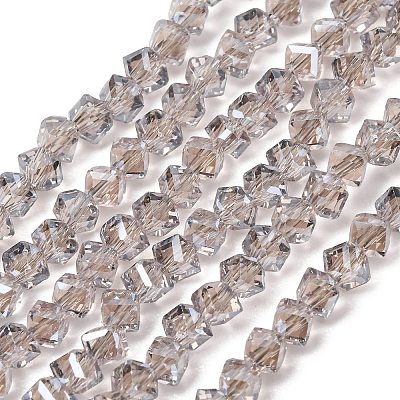 Electroplate Transparent Glass Beads Strands GL-CBA7A17-01A-01-1