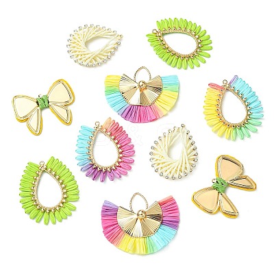 10Pcs 5 Styles Alloy with Paper Pendants FIND-CJ0004-51-1