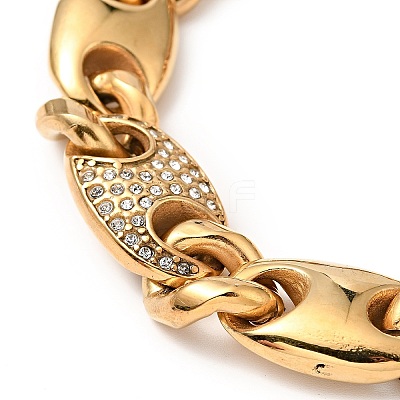 Crystal Rhinestone Coffee Bean Link Chain Bracelet BJEW-E009-01G-1