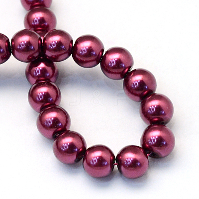 Baking Paint Pearlized Glass Pearl Round Bead Strands HY-Q003-10mm-72-1