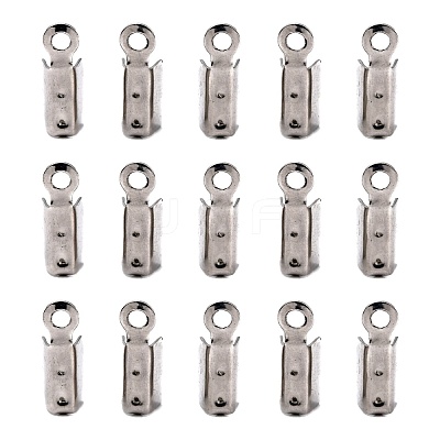 Tarnish Resistant 201 Stainless Steel Fold Over Crimp Cord Ends STAS-R055-08-1