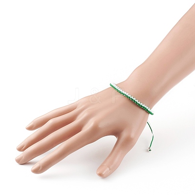 Adjustable Two Tone Nylon Cord Braided Bead Bracelets BJEW-JB05852-05-1