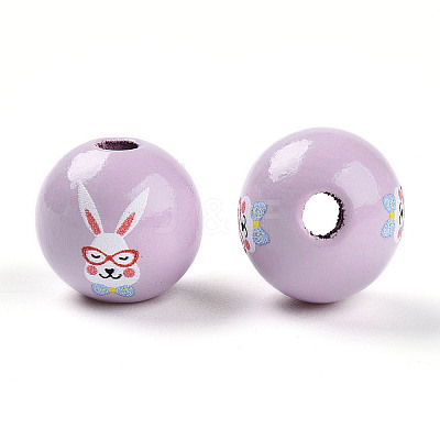 Easter Theme Printed Wood Beads WOOD-T032-22R-1