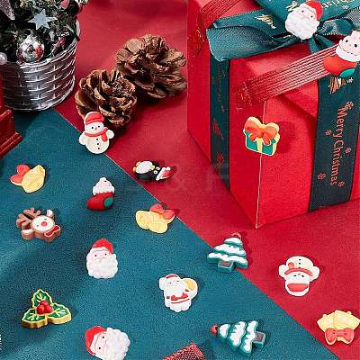 40Pcs 10 Styles Christmas Theme Opaque Resin Cabochons CRES-SC0002-56-1