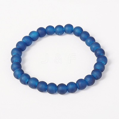 Stretchy Frosted Glass Beads Kids Bracelets for Children's Day BJEW-JB01768-04-1