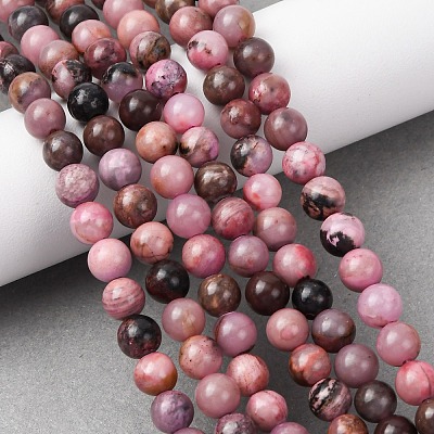 Natural Rhodonite Beads Strands G-G828-02-6mm-1