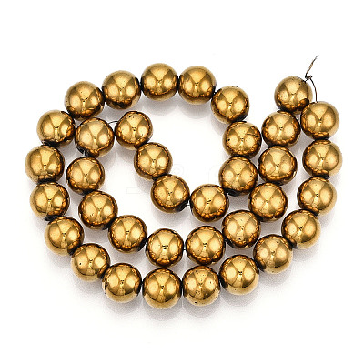Non-magnetic Synthetic Hematite Beads Strands G-S096-12mm-2-1