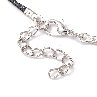 Glass Seed Beads & Glass Pearl Round Beaded Bear Pendant Waxed Cotton Cord Necklaces for Women Men NJEW-MZ00126-1