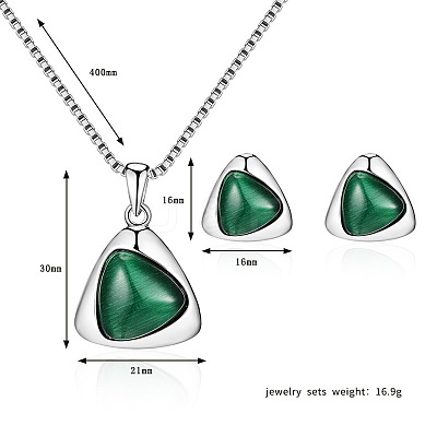 Triangle Alloy & Plastic Pendant Necklaces & Stud Earrings Sets FS-WG3E666-01-1