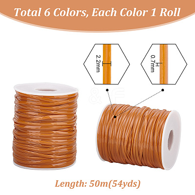 6 Rolls 6 Styles 50M Flat PVC Cords OCOR-PH0002-55-1