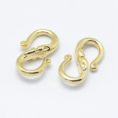 Brass S-Hook Clasps X-KK-F727-10G-NF-1