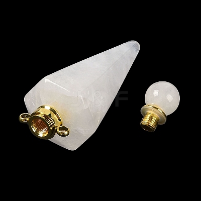 Natural Quartz Crystal Faceted Cone Openable Perfume Bottle Big Pendants G-L524-18G-11-1