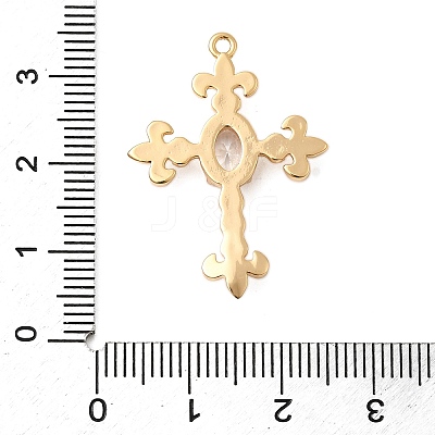 Brass Micro Pave Clear Cubic Zirconia Pendants KK-F916-40G-1