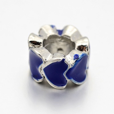 Alloy Enamel Flat Round Large Hole European Beads MPDL-M031-02-1