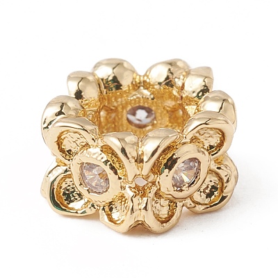 Eco-Friendly Rack Plating Brass Micro Pave Cubic Zirconia European Beads KK-F835-19B-G-1