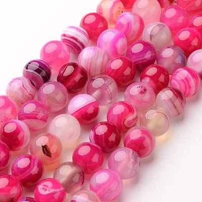 Natural Striped Agate/Banded Agate Beads Strands G-D845-01C-6mm-1