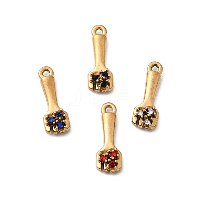 304 Stainless Steel Micro Pave Rhinestone Pendants STAS-G369-03G-1