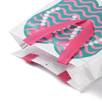 Summer Beach Theme Printed Flip Flops Non-Woven Reusable Folding Gift Bags with Handle ABAG-F009-E08-1