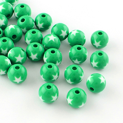Star Pattern Opaque Acrylic Beads SACR-R882-20mm-M-1