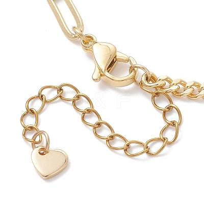Heart Brass & Natural Cultured Freshwater Pearl Charms Bracelets BJEW-JB12923-1