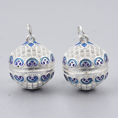 Rack Plating Brass Cage Pendants KK-T053-02S-1
