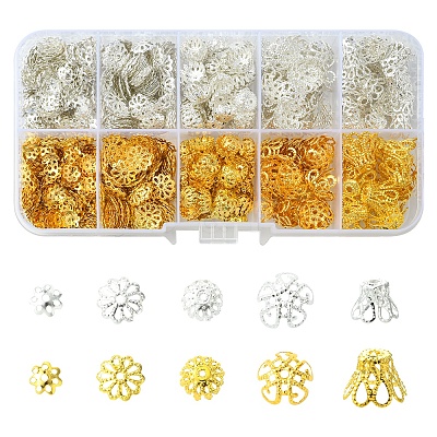 1180Pcs 10 Styles Iron Bead Caps IFIN-FS0001-45-1