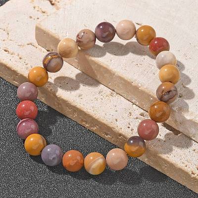 Natural Mookaite Beaded Stretch Bracelets BJEW-Q692-52-8mm-1