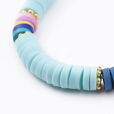 Adjustable Handmade Polymer Clay Braided Bead Bracelets BJEW-JB04640-M-1