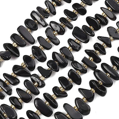 Natural Black Onyx(Dyed & Heated) Beads Strands G-F821-A03-01-1