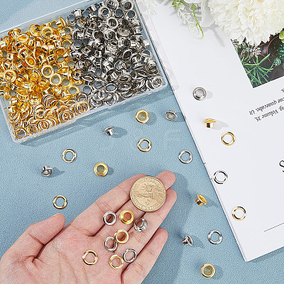 200Pcs 2 Colors Iron Grommet Eyelet Findings IFIN-GF0001-59B-1