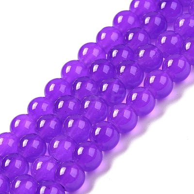 Baking Paint Imitation Jade Glass Round Bead Strands DGLA-Q021-8mm-27-1