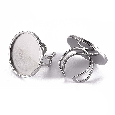 Tarnish Resistant 201 Stainless Steel Cuff Ring Findings STAS-S080-040G-P-1