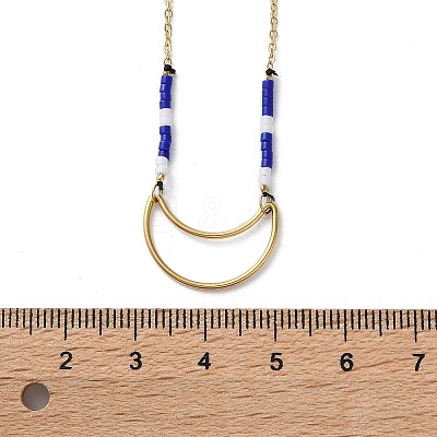 304 Stainless Steel & Blue Glass Beads Pendant Necklaces for Women NJEW-A045-26A-G-1