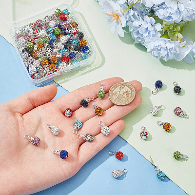 Handmade Polymer Clay Glass Rhinestone Pendants PALLOY-PH01693-1
