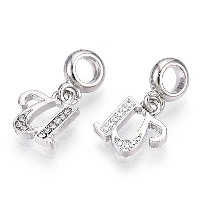 Platinum Rack Plating Alloy Rhinestone European Dangle Charms PALLOY-T048-36P-U-1