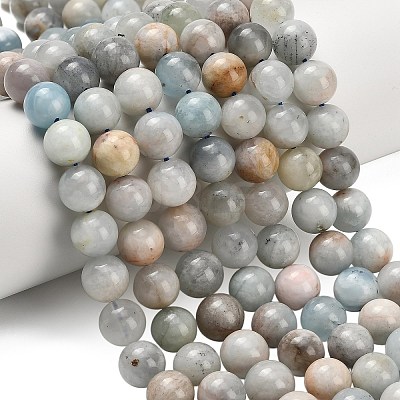 Natural Aquamarine Beads Strands G-F591-29A-10mm-03-1