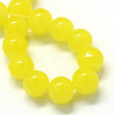 Baking Paint Imitation Jade Glass Round Bead Strands X-DGLA-Q021-10mm-24-1